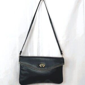 Etienne Aigner Vintage '80s Navy Blue Envelope Style Handbag Handmade